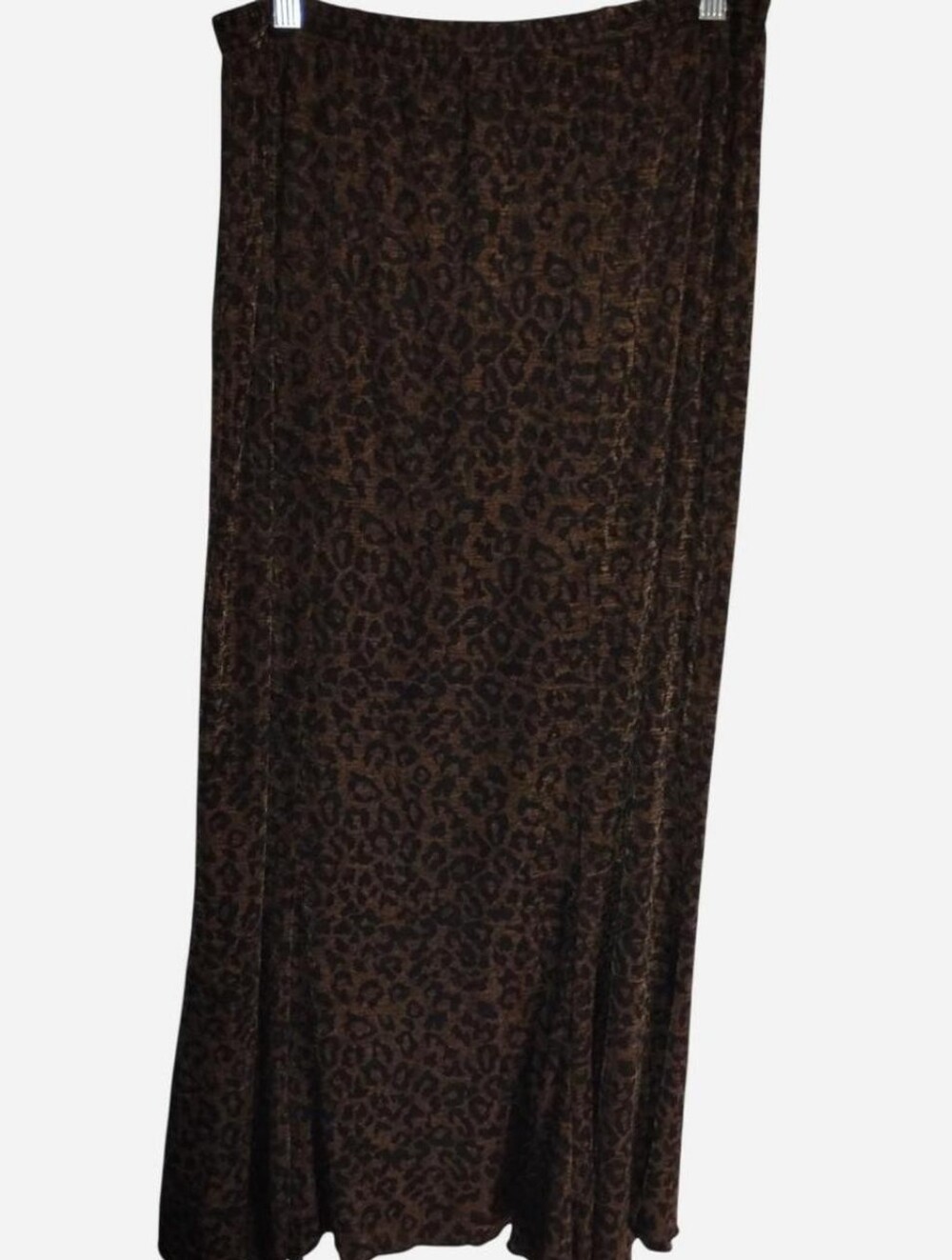 Briggs New York Vintage Metallic Bronze Leopard Print Maxi Skirt, Size Large
